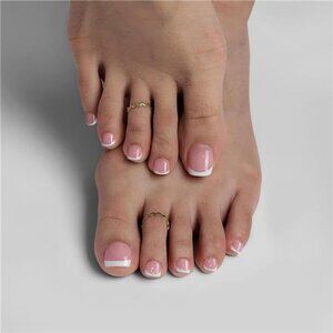 Press on Toenails Short, White French Tips Toenail Press Ons Square Toe Nails
